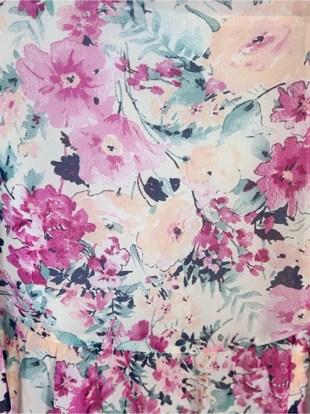 En Saison Fleur Midi Skirt M Free People Pink Floral Tiered Cottagecore Romantic